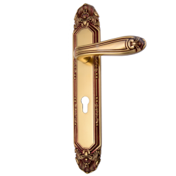 Brass Lever Handle On Plate L-29-29-RG 