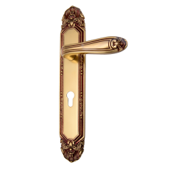 Brass Lever Handle On Plate L-34-34-RG 